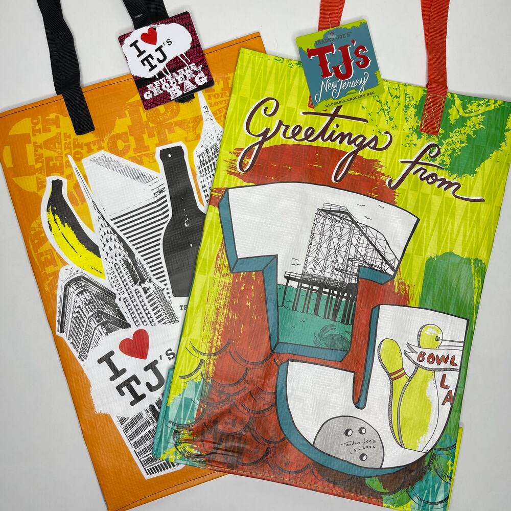 Set of 2! Trader Joe’s State Tote Bags NY NYC MANHATTAN BROOKLYN + NEW JERSEY NJ